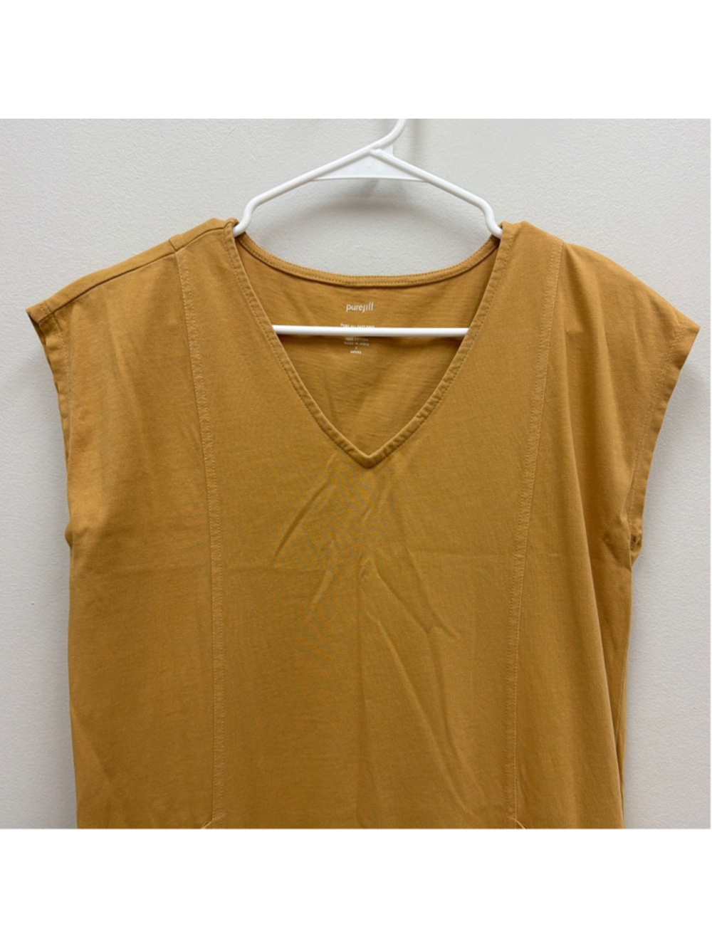 PureJill Easy Knit 2 Pocket Mustard Yellow Dress Sz Small! - Picture 2 of 6